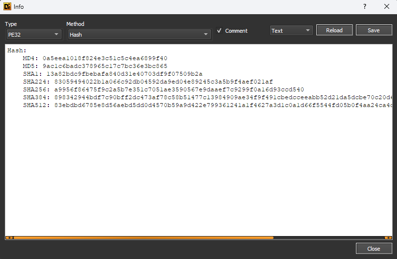 The hashes of my d22.dat executable