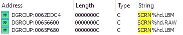 Searching for strings containing 'scrn'